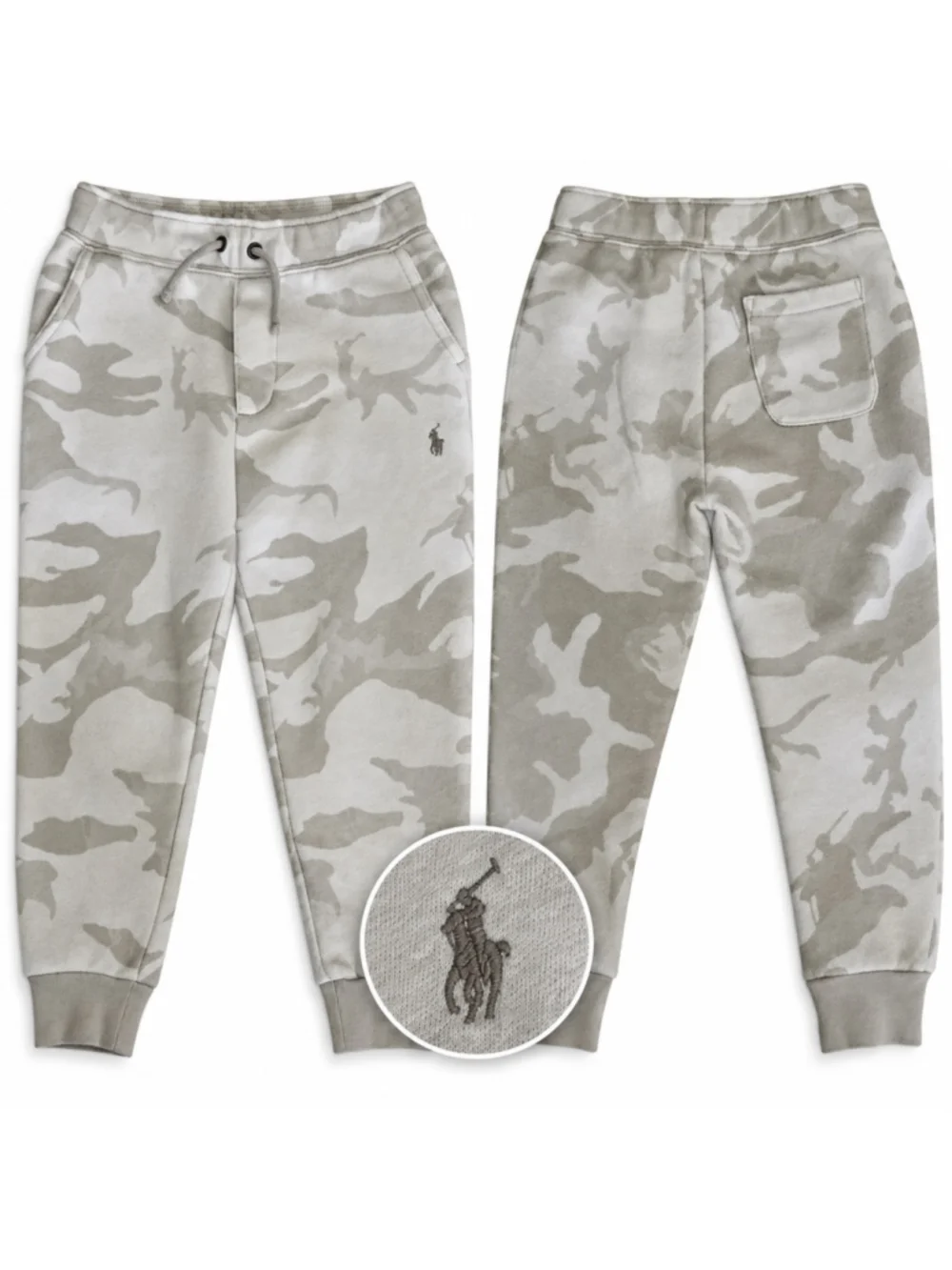Polo Ralph Lauren Girls 4T Camo Jogger Sweatpants Tan Cotton Pony Logo